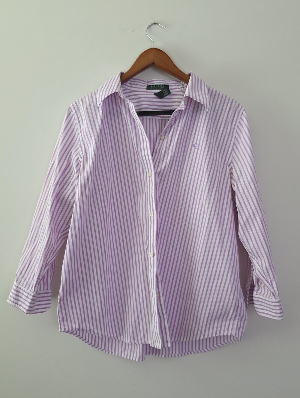 Lauren Ralph Lauren Pink and White Striped Button-Down Shirt